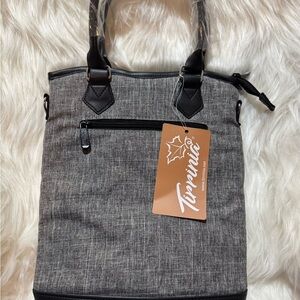 Turrinia Gray and Black Wine Handbag